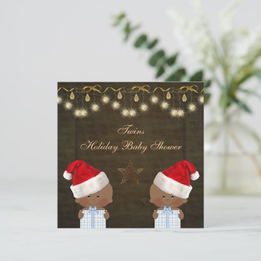 Etnische tweeling kerstBaby shower Kaart (Staand voorkant)