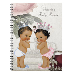 Etnische tweeling prins en prinses Baby shower boe Notitieboek