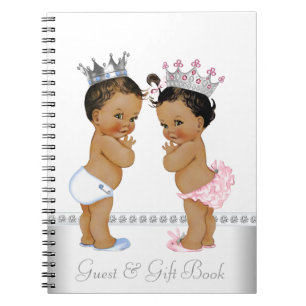 Etnische tweeling prins en prinses Baby shower boe Notitieboek