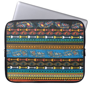 Etnische veren: borduurwerk Boho Chic Laptop Sleeve