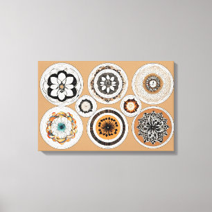 Etnische vormen Moderne Kleurrijke Verpakte Kunst Canvas Afdruk