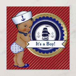 Etnische Zeeman Boy Nautisch Baby shower Kaart