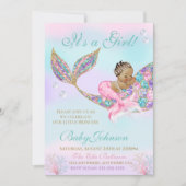 Etnische Zeemeermin Baby shower Glitter Tail Kaart (Voorkant)