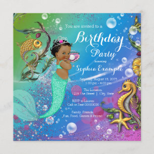 Etnische zeemeermin onder de Birthday-partij Zee Kaart