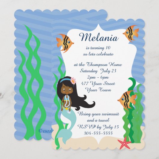 Etnische Zeemeermin Verjaardag Pool Party Kaart (Voorkant / Achterkant)