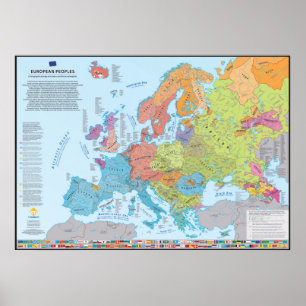 Etnografische kaart van de Europese volkeren Poster