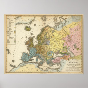 etnografische kaart van Europa Poster