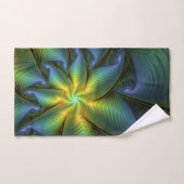 Etoile Abstraite, Bleu brillant Vert Or Fractal Ar (Serviette à main)