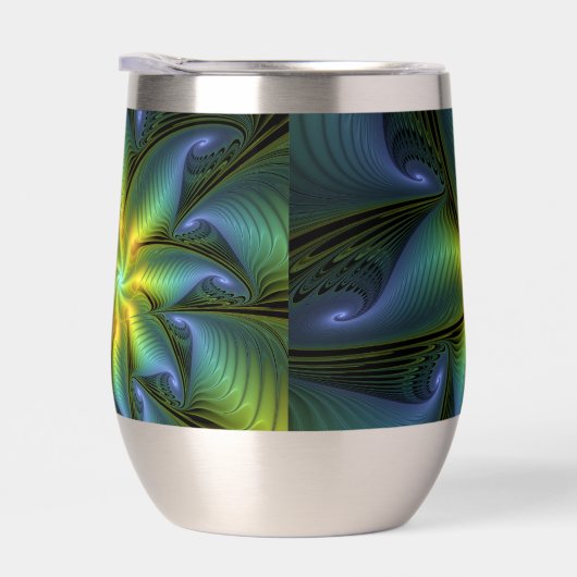 Etoile Abstraite, Bleu brillant Vert Or Fractal Ar (Droite)