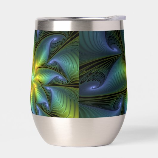 Etoile Abstraite, Bleu brillant Vert Or Fractal Ar (Gauche)