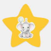 Étoile Bébé doux éléphant Anniversaire Sticker de fête (Devant)