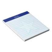 Étoile bleu clair et bloc-notes ligné avec en-tête (Incliné)