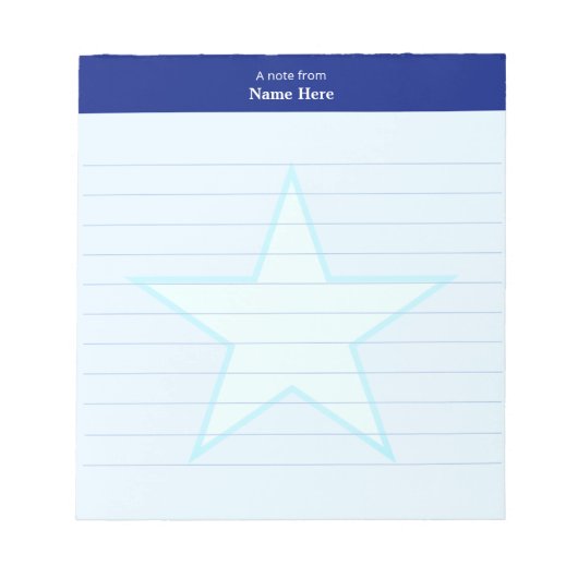 Étoile bleu clair et bloc-notes ligné avec en-tête (Devant)