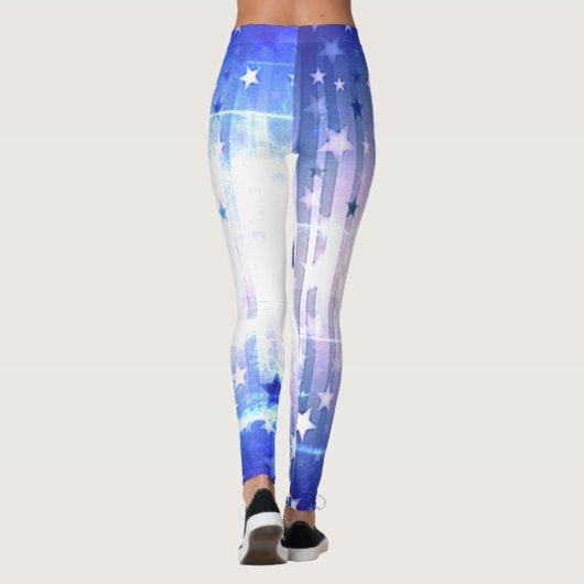 Étoile bleue blanche leggings (Dos)