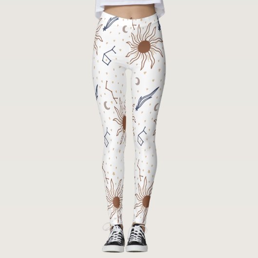 Étoile céleste Florale Thème Leggings (Devant)