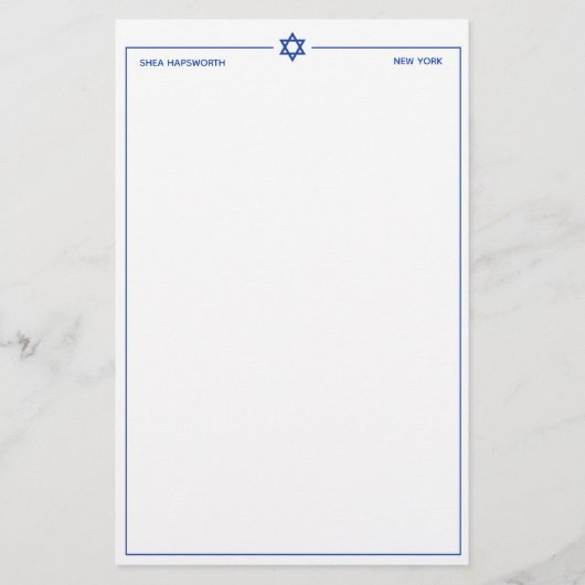 Étoile de David 5,5 x 8,5 pouces Papeterie personn (Devant)