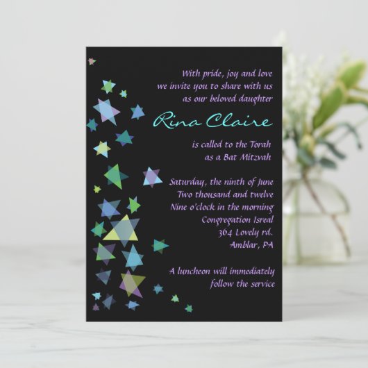 Étoile de David Bar Bat mitzvah Invitation d'invit (Debout devant)