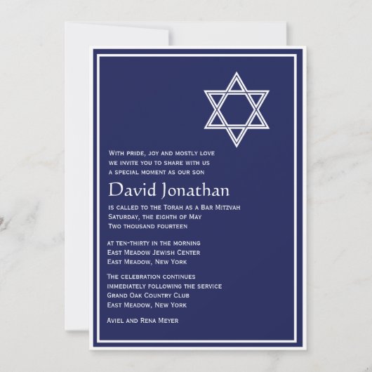 Étoile de David Bar Mitzvah Invitation étoile bril (Devant)