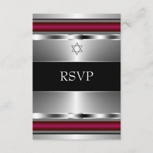 Étoile de David Bar Mitzvah RSVP noir rouge