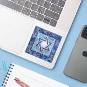 Étoile de David Blue Gold Sticker (Ordinateur portable avec iPhone)