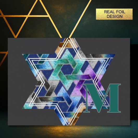 Étoile de David Damask Carte de remerciements Mono