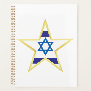 Étoile de David Drapeau Israélien avec Bordure Dor