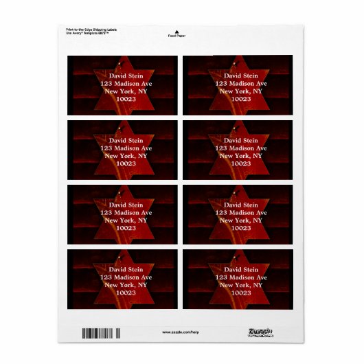 Étoile de David étiquette (Feuille entière)