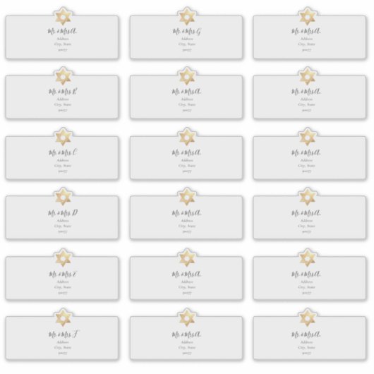 Étoile de David Étiquette de adresse invité (Devant)