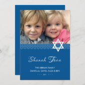 Étoile de David Photo Carte Plate Rosh Hashanah (Devant / Derrière)