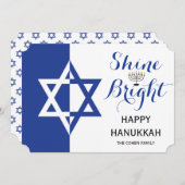 Etoile de David Shine Bright Hanoukka bleu vacance (Devant / Derrière)
