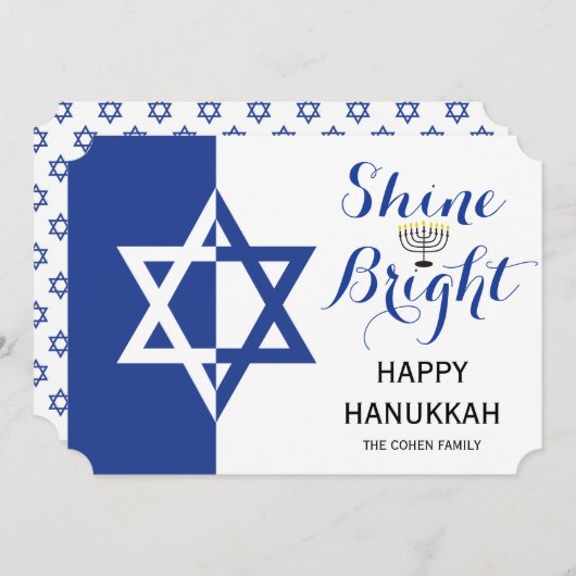 Etoile de David Shine Bright Hanoukka bleu vacance (Devant / Derrière)