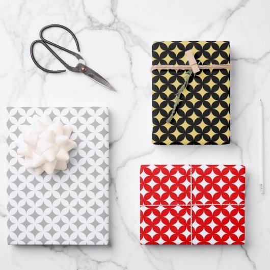 Étoile de diamant sur papier d'emballage noir, rou (Recto)