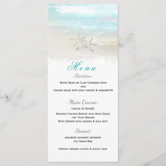 Étoile de mer blanche de plage Menu de réception d (Devant)