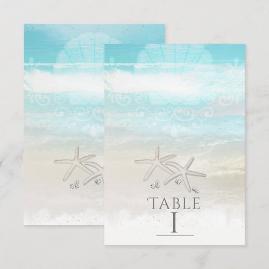 Étoile de mer blanche de plage Numéro de table élé (Devant / Derrière)