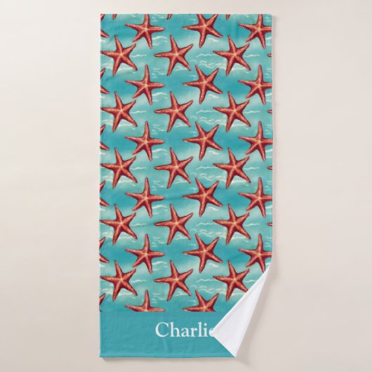 Étoile de mer côtière bleu aqua (Serviette de bain)