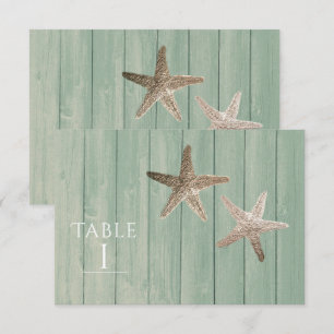 Étoile de mer dorée et élégant numéro de table de