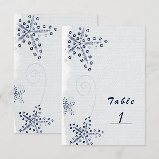 Étoile de mer élégante et sequins numéro de table  (Devant / Derrière)