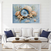 Étoile de mer et boussole côtière | Affiche murale