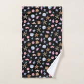 Étoile de mer et coquillage bleu et violet océan d (Serviette à main)