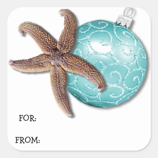 Étoile de mer et ornement Étiquette de cadeau de N (Devant)
