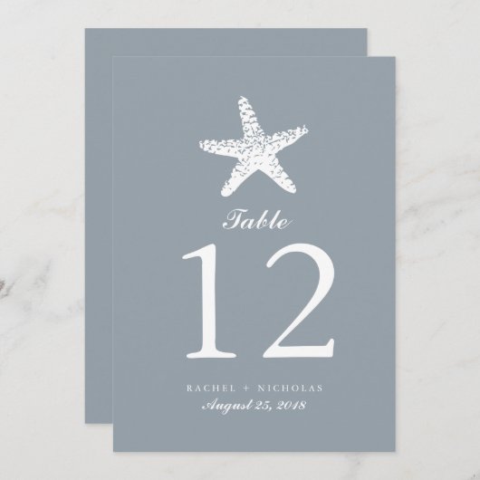 Étoile de mer gracieuse | Numéro de table (Devant / Derrière)