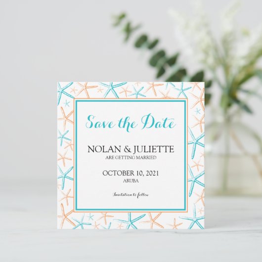 Étoile de mer mince Save the Date de mariage (Debout devant)