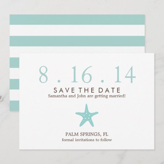 Étoile de mer Mint Faire-part de mariage (Devant / Derrière)