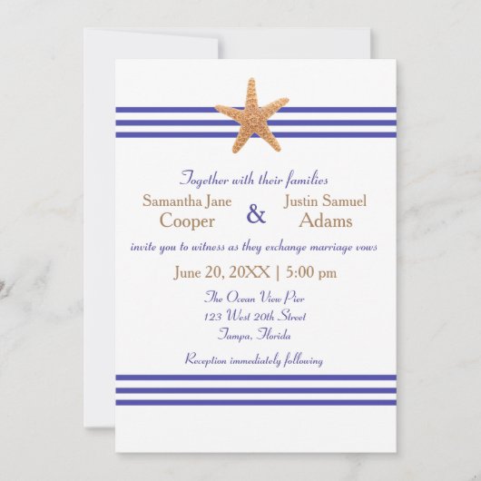 Étoile de mer nautique - Faire-part de mariage (Devant)