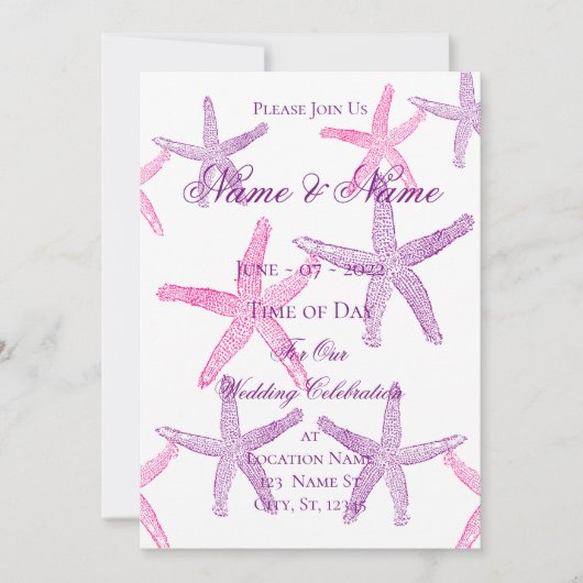 Étoile de mer rose violet Invitation Thunder_Cove (Devant)