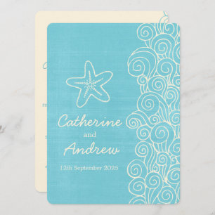 Etoile de mer tourbillon bleu crème invitation de