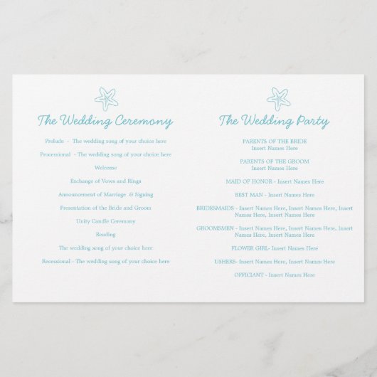 Etoile de mer & tourbillons bleu blanc programmes  (Dos)