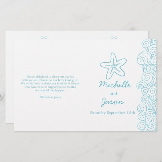 Etoile de mer & tourbillons bleu blanc programmes  (Devant / Derrière)