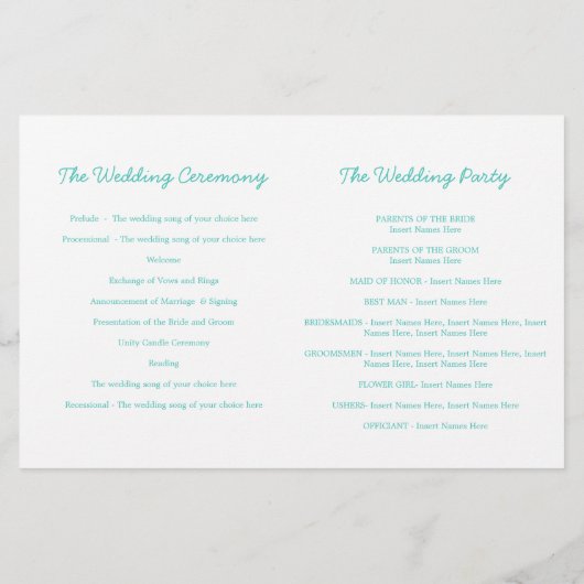 Etoile de mer & tourbillons Programme de mariage v (Dos)