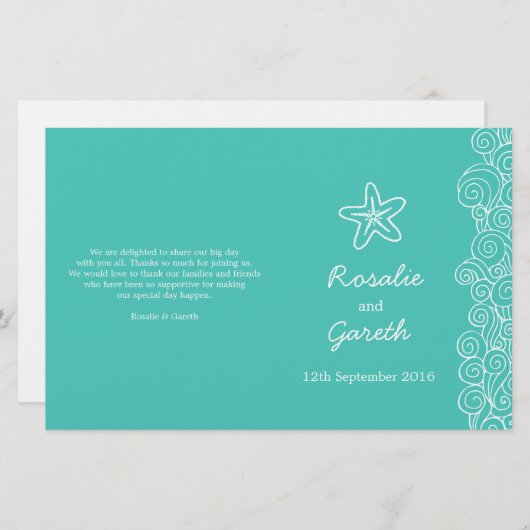 Etoile de mer & tourbillons Programme de mariage v (Devant / Derrière)